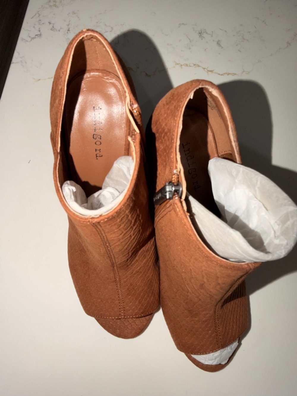 Franco Sarto Women's Tan Open-Toe Mule Booties